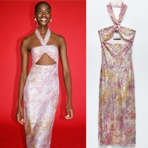 Zara | Dresses | Zara Sequin Knotted Halter Cut Out Dress Xl New Nwot | Poshmark Zara | Dresses | Zara Sequin Knotted Halter Cut Out Dress Xl New Nwot | Poshmark